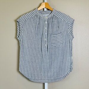 Heartloom Linen Striped Button Top